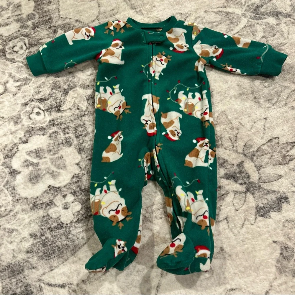 3 Piece Holiday Christmas Bundle 0-3M 2 Fleece Sleepers & Santa Baby Bodysuit